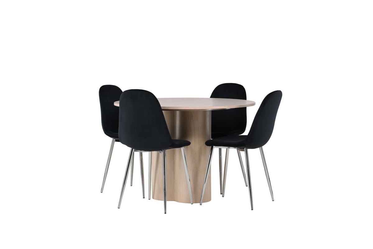 Venture Design Olivia & Polar Runda Matbord ⌀110 Vitputsad + Matstolar 2-pack Svart