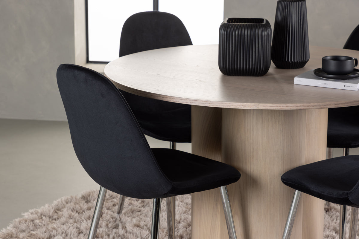 Venture Design Olivia & Polar Runda Matbord ⌀110 Vitputsad + Matstolar 2-pack Svart