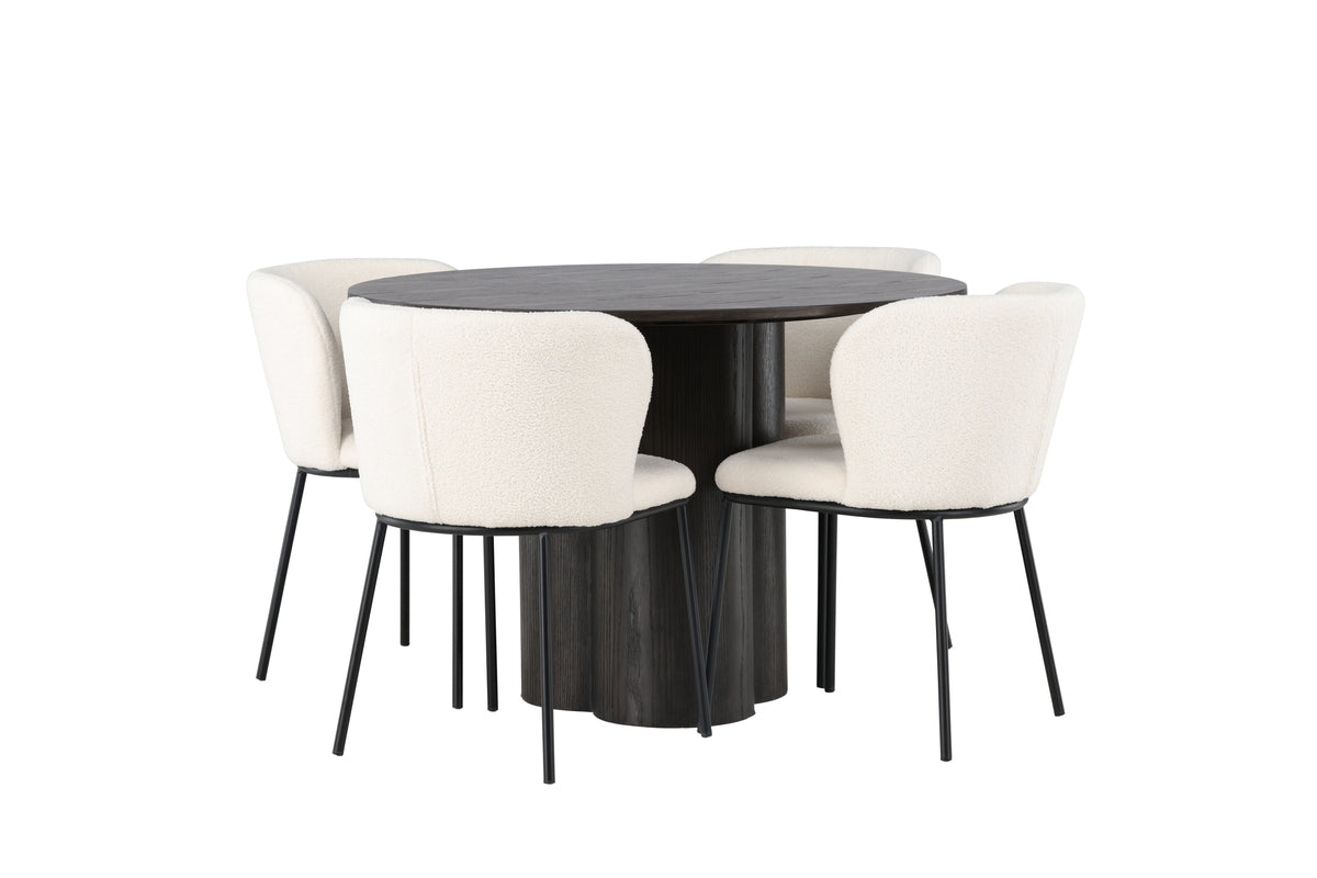 Venture Design Olivia & Edina Runda Matbord ⌀110 Mocka + Matstolar 2-pack Vit
