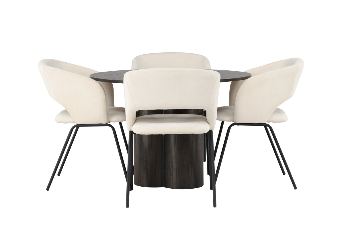 Venture Design Olivia & Day Runda Matbord ⌀110 Mocka + Matstolar 2-pack Off-white