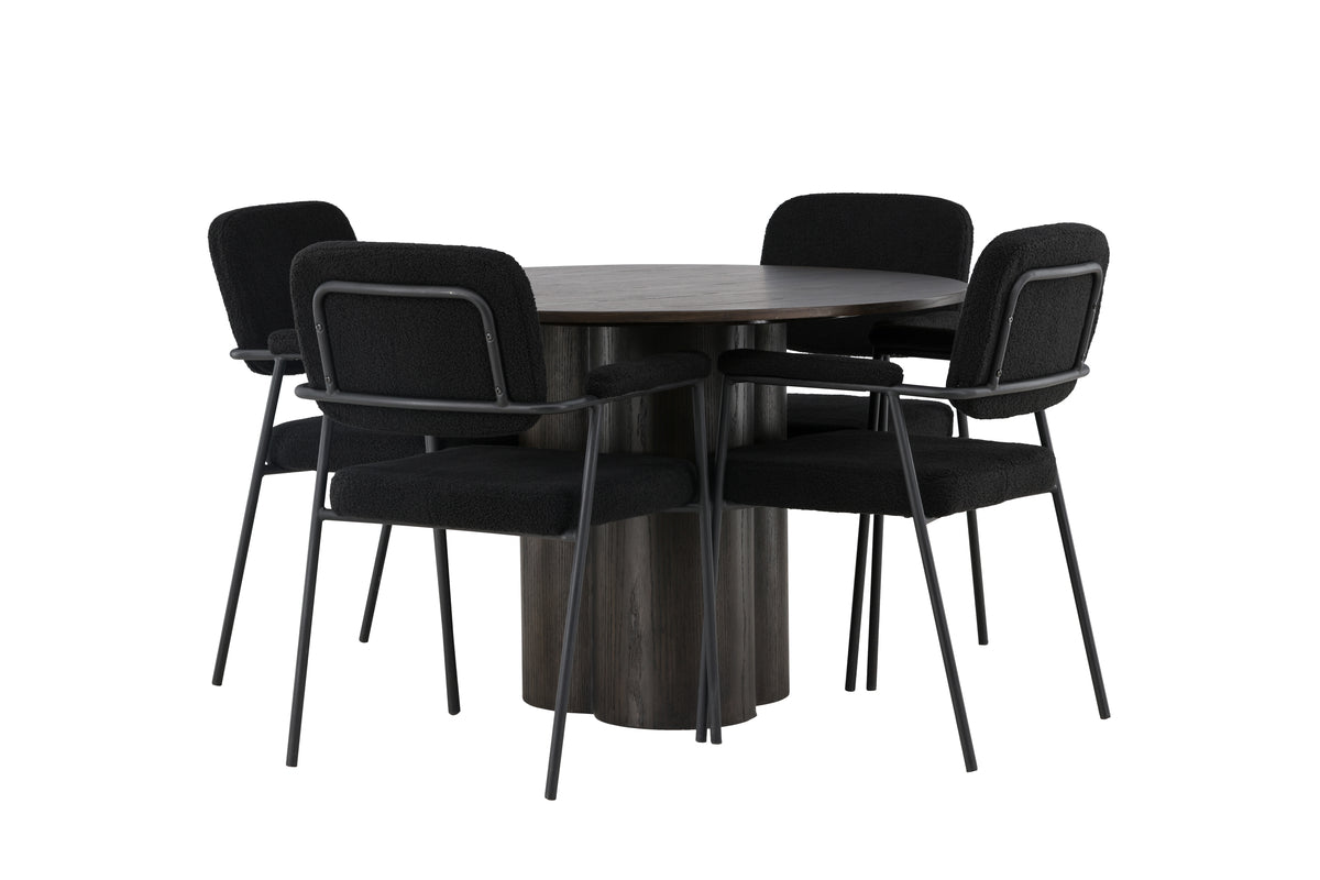 Venture Design Olivia & Yesterday Runda Matbord ⌀110 Mocka + Matstolar 2-pack Svart