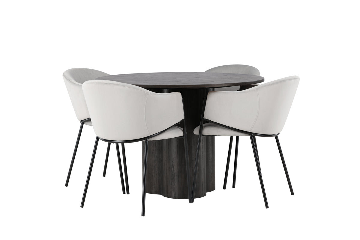 Venture Design Olivia & Evelina Runda Matbord ⌀110 Mocka + Matstolar 2-pack Grå