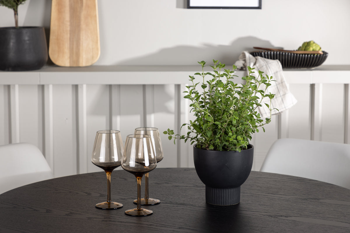 Venture Design Olivia & Night Runda Matbord ⌀110 Svart + Matstolar 2-pack Vit