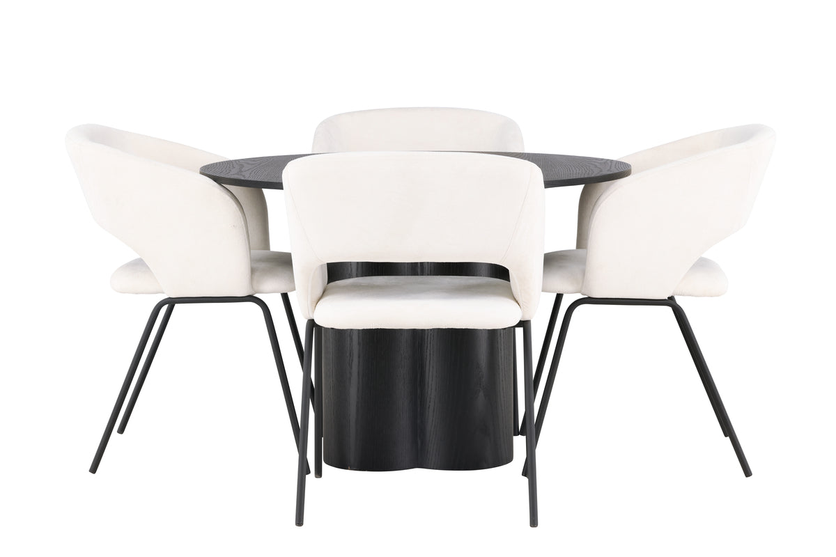 Venture Design Olivia & Day Runda Matbord ⌀110 Svart + Matstolar 2-pack Off-white