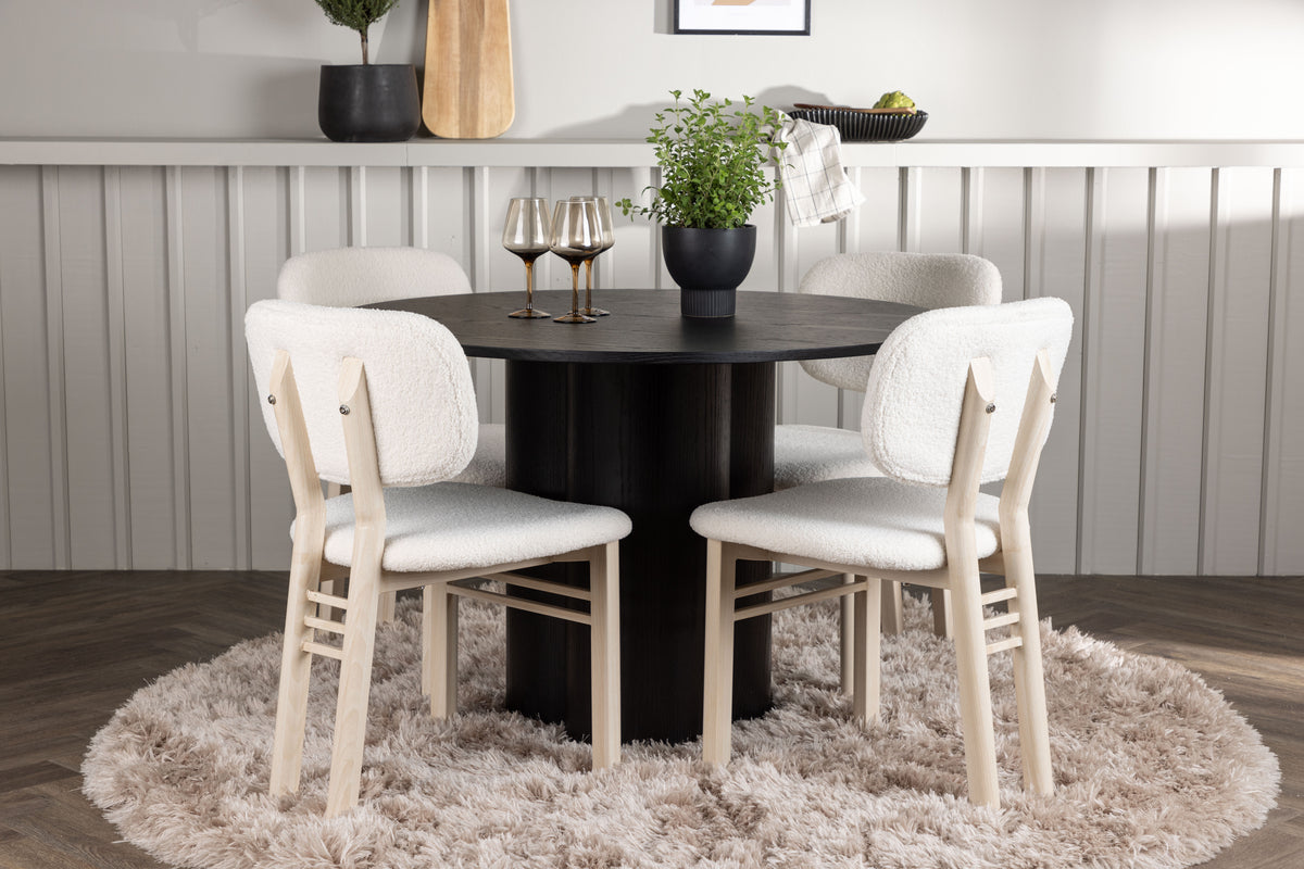 Venture Design Olivia & Sia Matbord ⌀110 + Matstolar Vit