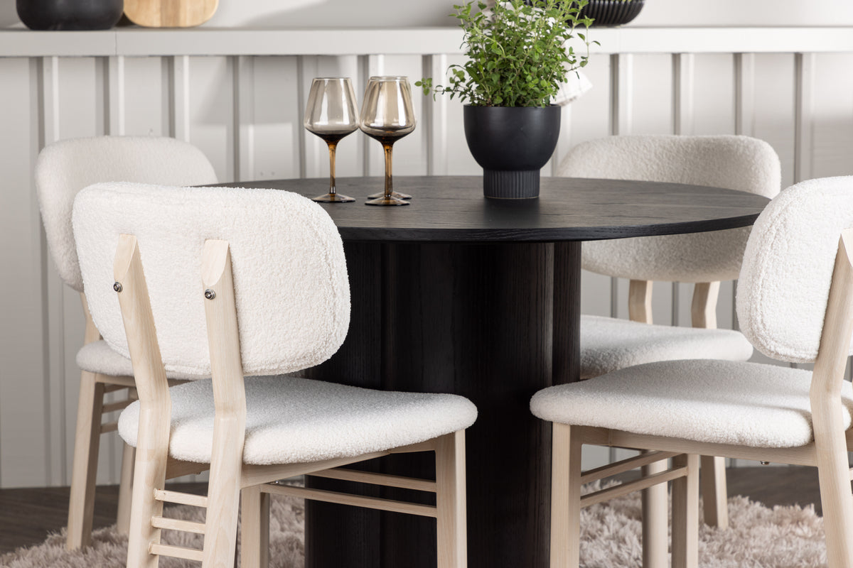 Venture Design Olivia & Sia Matbord ⌀110 + Matstolar Vit
