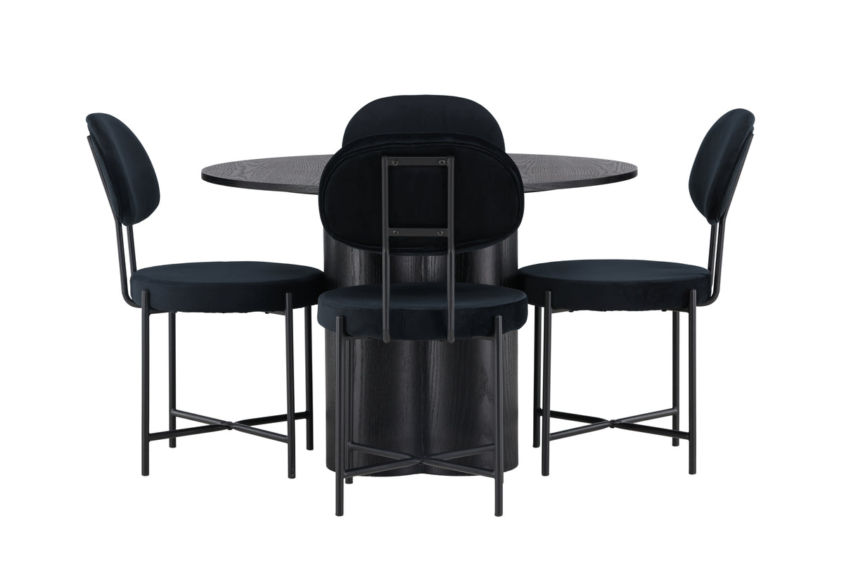 Venture Design Olivia & Stella Runda Matbord ⌀110 Svart + Matstolar 2-pack Svart