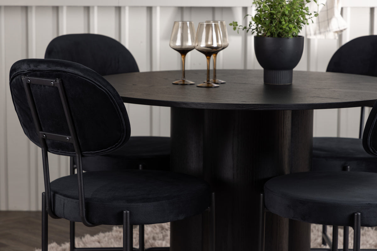 Venture Design Olivia & Stella Runda Matbord ⌀110 Svart + Matstolar 2-pack Svart