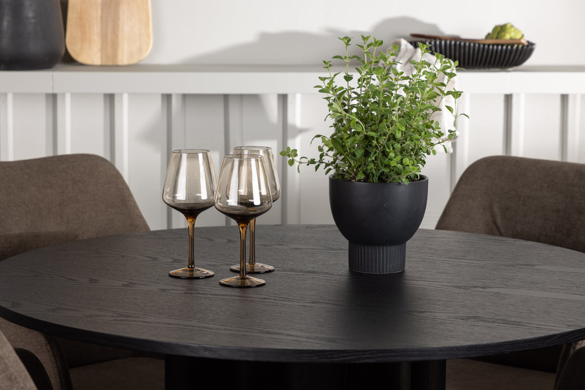 Venture Design Olivia & Tomorrow Runda Matbord ⌀110 Svart + Matstolar 2-pack Brun