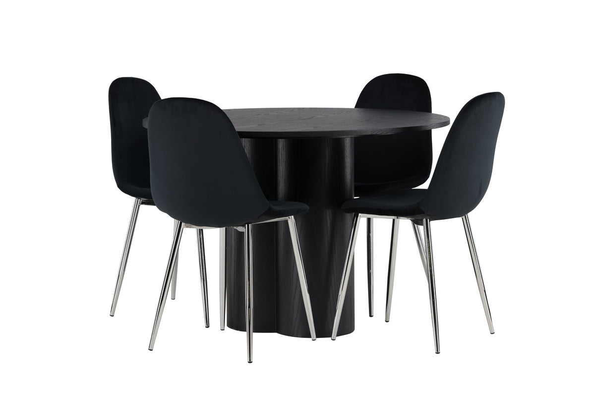 Venture Design Olivia & Polar Runda Matbord ⌀110 Svart + Matstolar 2-pack Svart