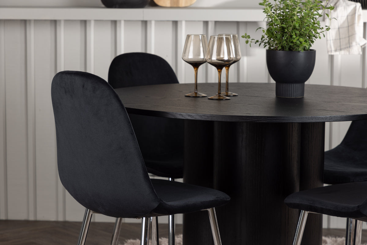 Venture Design Olivia & Polar Runda Matbord ⌀110 Svart + Matstolar 2-pack Svart