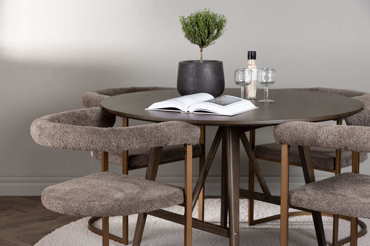 Venture Design Kaseidon & Morning Runda Matbord ⌀100 Mörkbrun + Matstolar 2-pack Brun