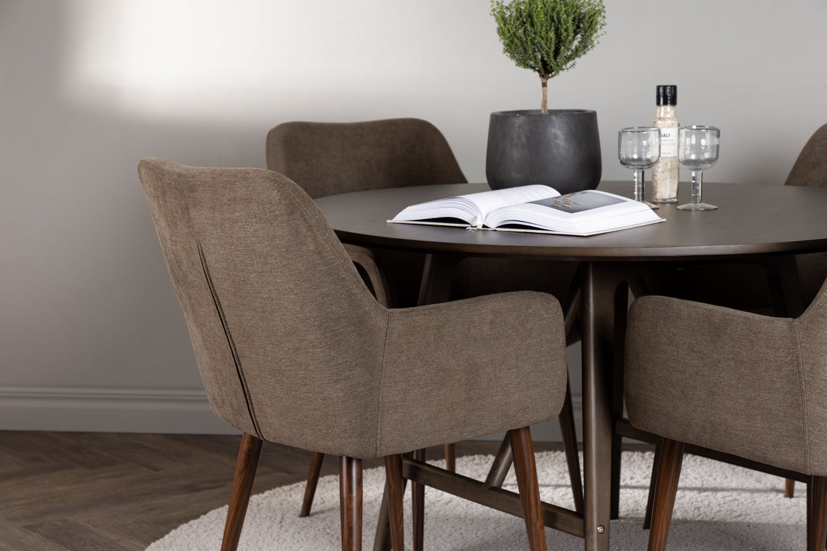 Venture Design Kaseidon & Tomorrow Runda Matbord ⌀100 Mörkbrun + Matstolar 2-pack Brun