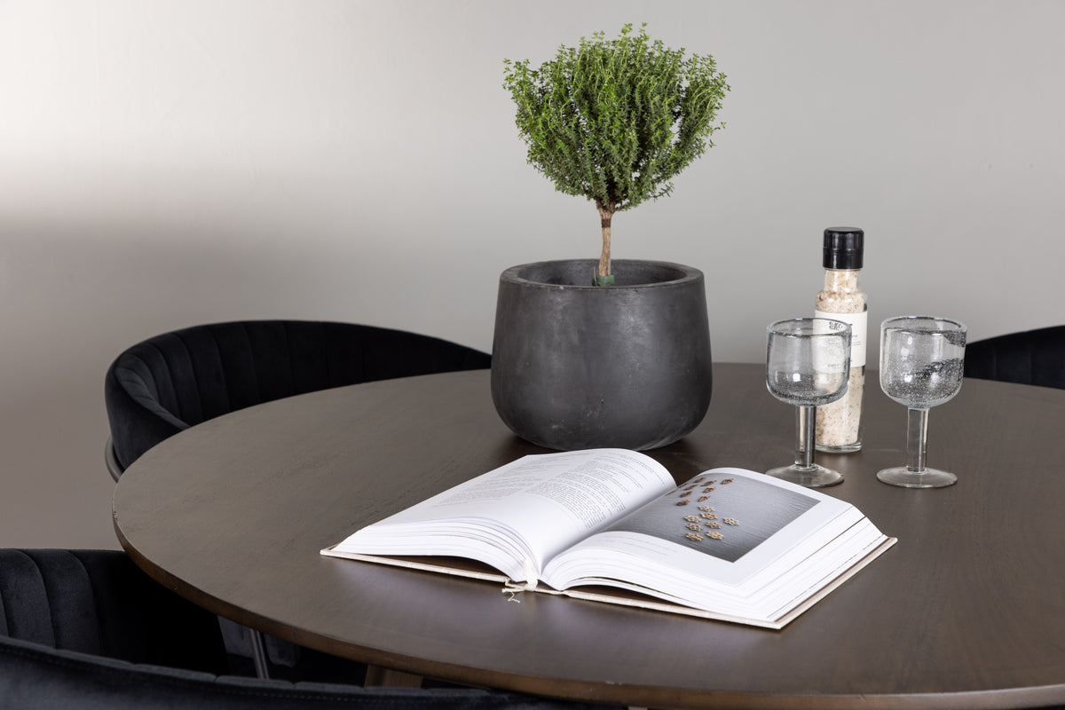 Venture Design Kaseidon & Selma Runda Matbord ⌀100 Mörkbrun + Matstolar 2-pack Svart