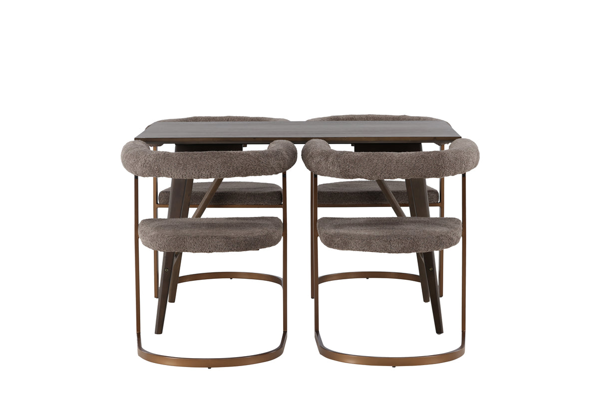 Venture Design Kaseidon & Morning Rektangulära Matbord 120 x 80 Mörkbrun + Matstolar 2-pack Brun