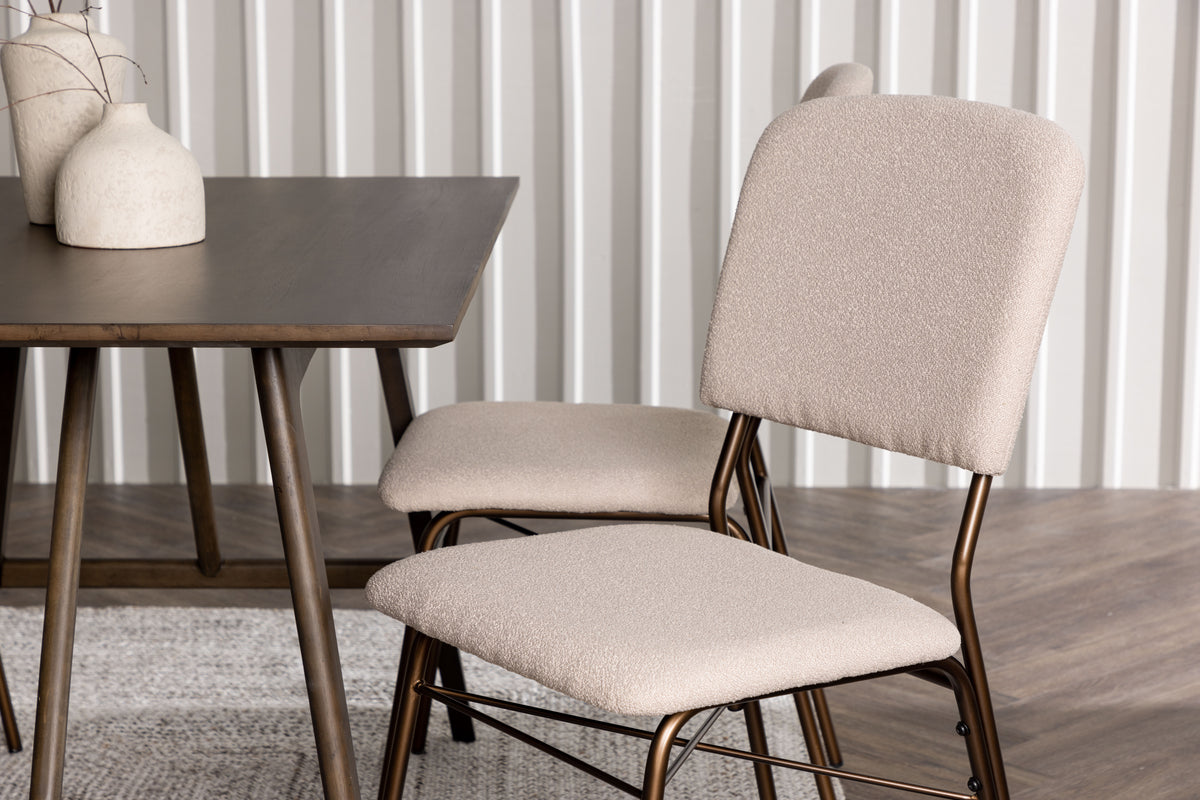 Venture Design Kaseidon & Seda Rektangulära Matbord 120 x 80 Mörkbrun + Matstolar 2-pack Beige