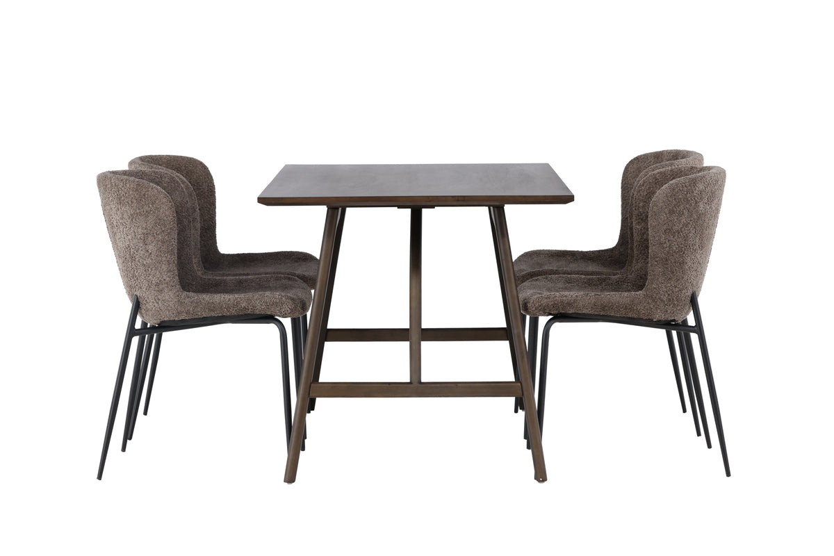 Venture Design Modesto & Kaseidon Matstolar 2-pack Brun + Rektangulära Matbord 120 x 80 Mörkbrun