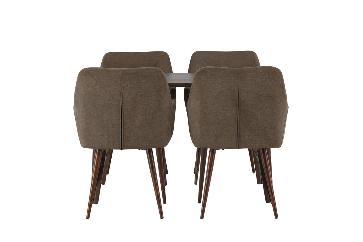 Venture Design Kaseidon & Tomorrow Rektangulära Matbord 120 x 80 Mörkbrun + Matstolar 2-pack Brun