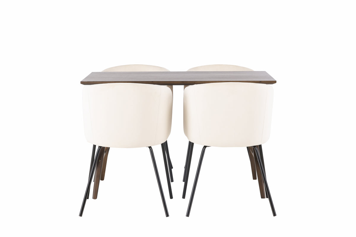 Venture Design Berit & Kaseidon Matstolar Beige + Rektangulära Matbord 120 x 80 Mörkbrun
