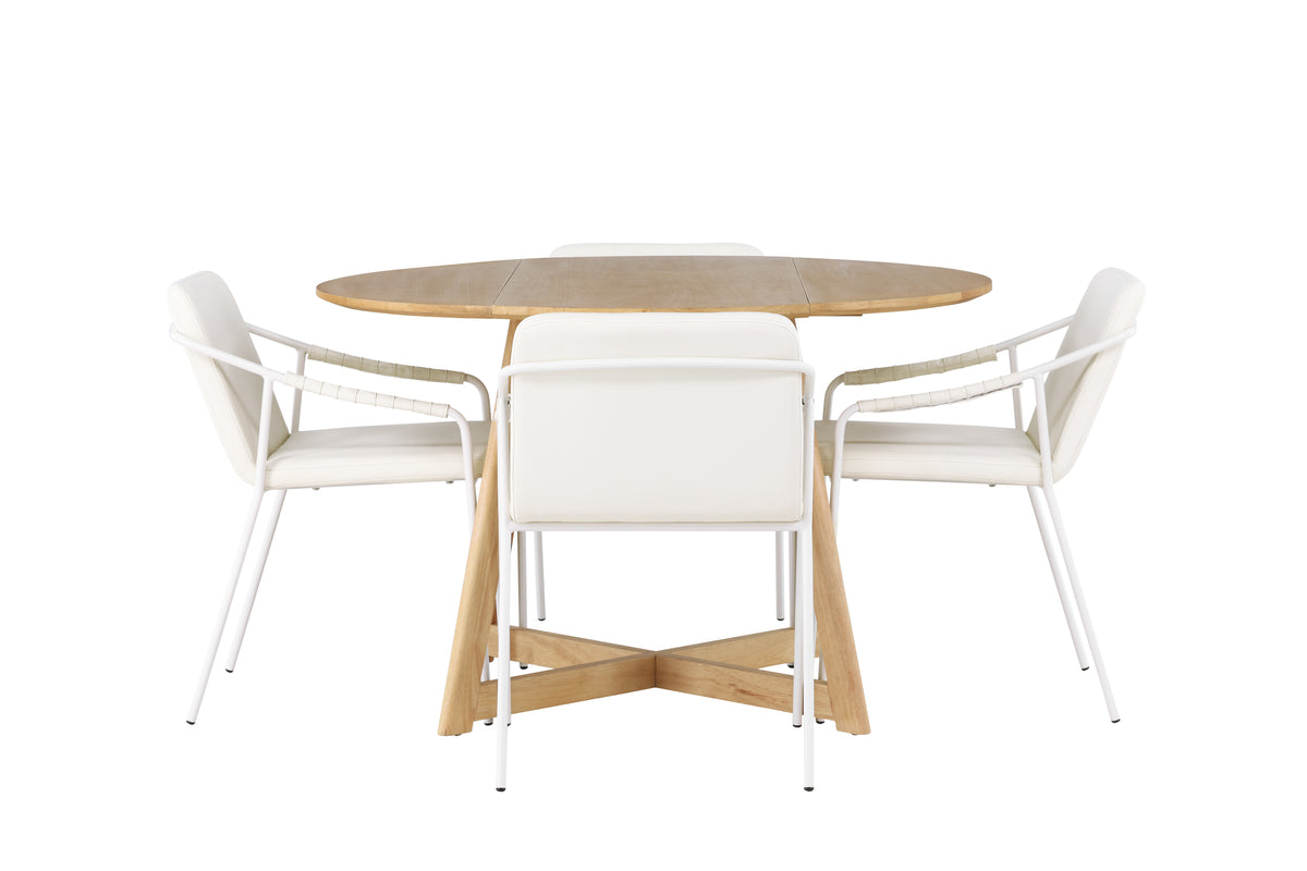 Venture Design Yakidon & Tvist Runda Matbord ⌀120 Brun + Matstolar 2-pack Beige