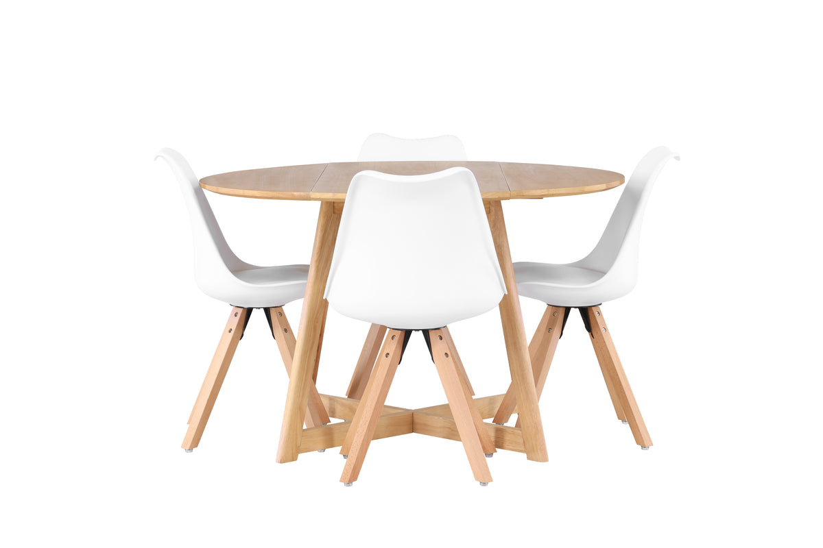 Venture Design Yakidon & Zeno Runda Matbord ⌀120 Brun + Matstolar 2-pack Vit