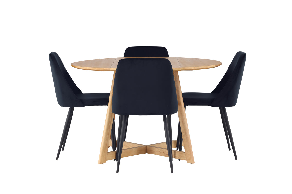 Venture Design Yakidon & Night Runda Matbord ⌀120 Brun + Matstolar 2-pack Svart