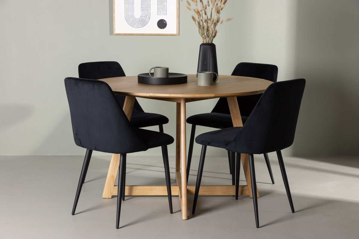 Venture Design Yakidon & Night Runda Matbord ⌀120 Brun + Matstolar 2-pack Svart