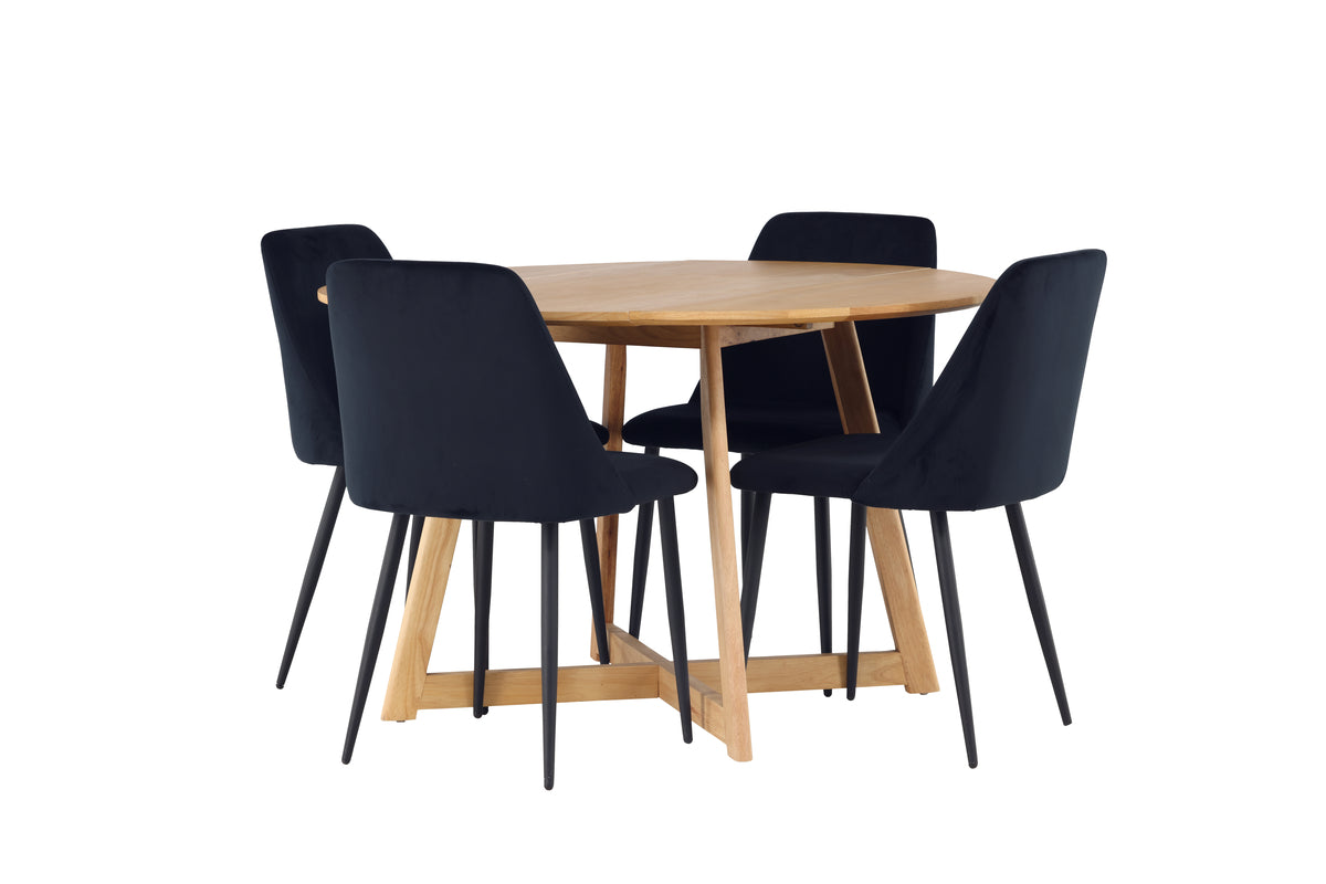 Venture Design Yakidon & Night Runda Matbord ⌀120 Brun + Matstolar 2-pack Svart
