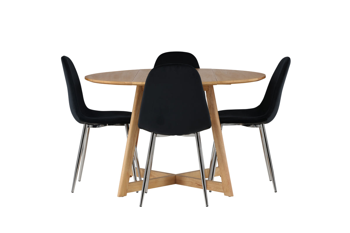 Venture Design Yakidon & Polar Runda Matbord ⌀120 Brun + Matstolar 2-pack Svart