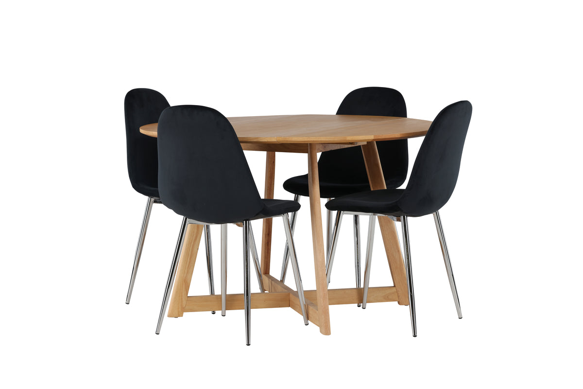 Venture Design Yakidon & Polar Runda Matbord ⌀120 Brun + Matstolar 2-pack Svart