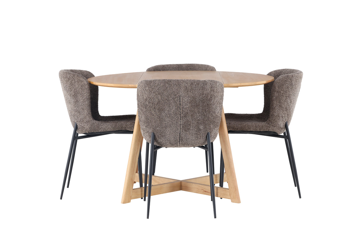 Venture Design Modesto & Yakidon Matstolar 2-pack Brun + Runda Matbord ⌀120 Brun