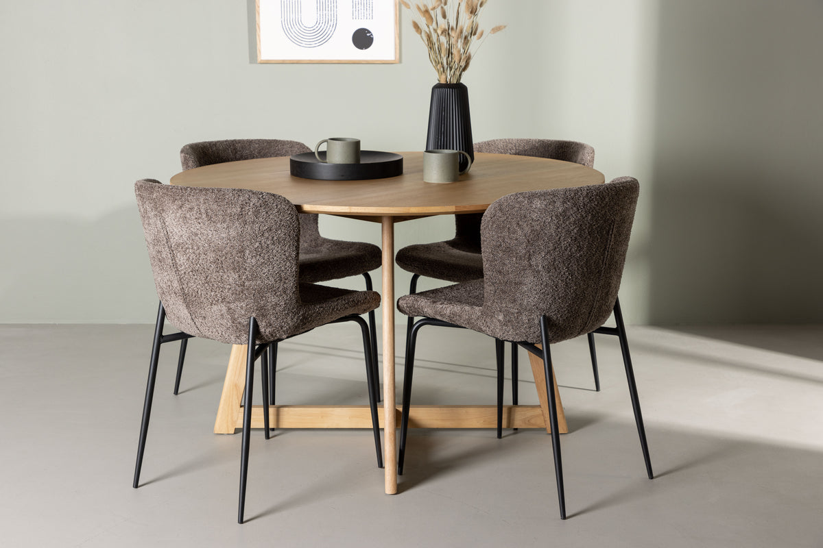 Venture Design Modesto & Yakidon Matstolar 2-pack Brun + Runda Matbord ⌀120 Brun