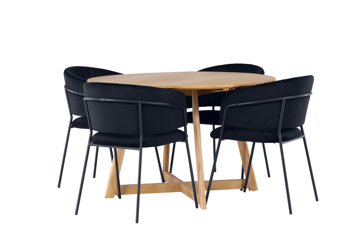Venture Design Yakidon & Selma Runda Matbord ⌀120 Brun + Matstolar 2-pack Svart