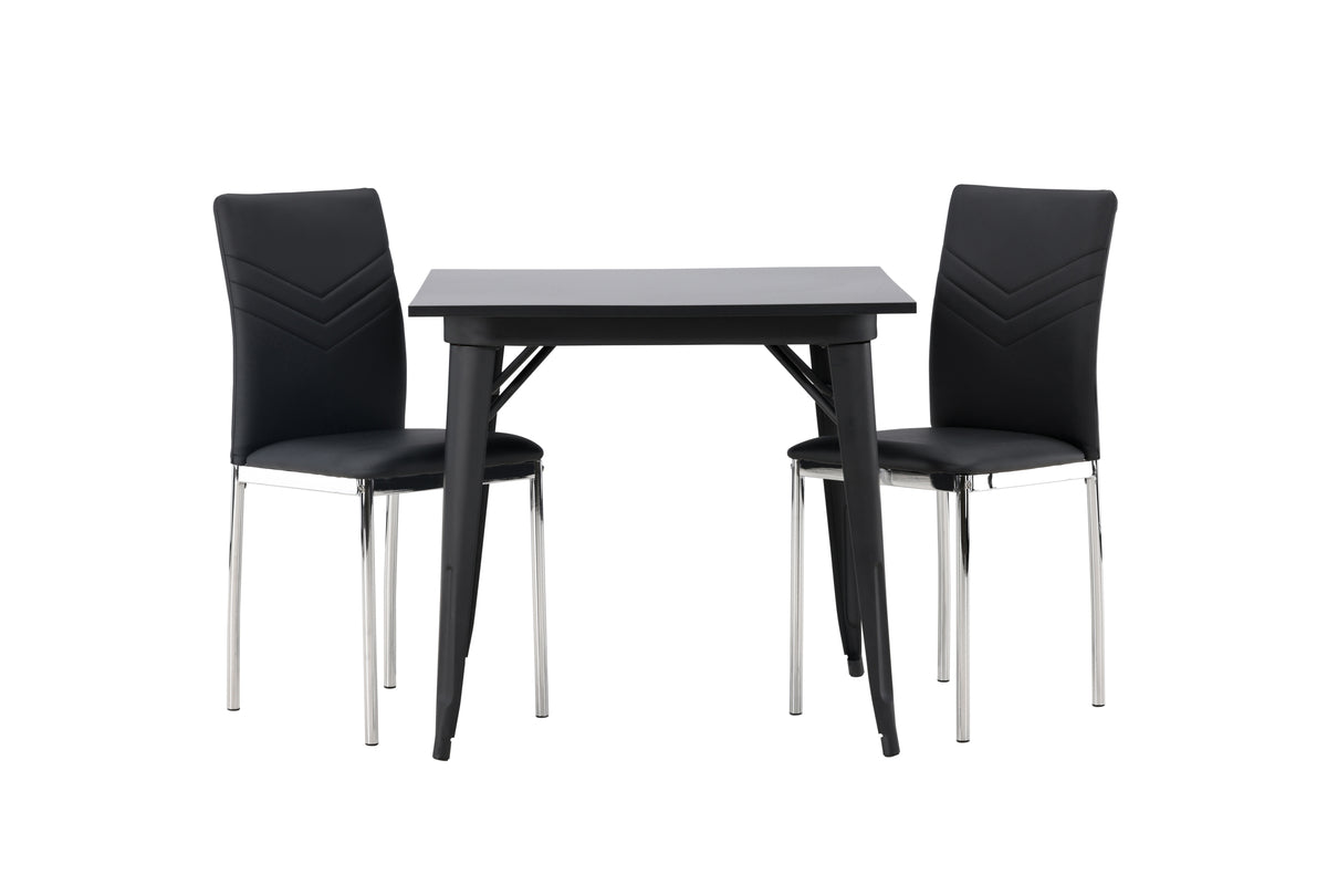 Venture Design Tempe & Lily Rektangulära Matbord 80 x 80 Svart + Matstolar 2-pack Svart