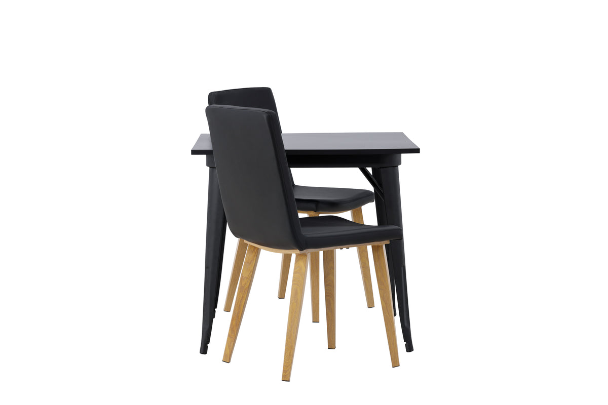 Venture Design Tempe & Today Rektangulära Matbord 80 x 80 Svart + Matstolar 2-pack Svart