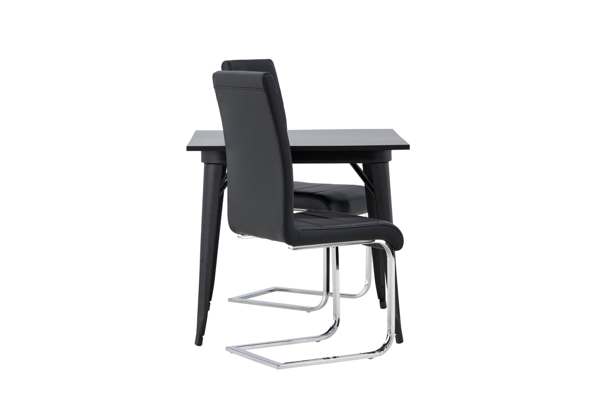 Venture Design Tempe & Tempo Rektangulära Matbord 80 x 80 Svart + Matstolar 2-pack Svart