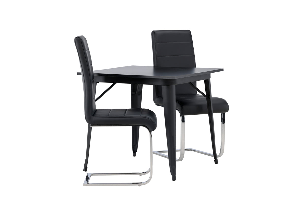 Venture Design Tempe & Tempo Rektangulära Matbord 80 x 80 Svart + Matstolar 2-pack Svart