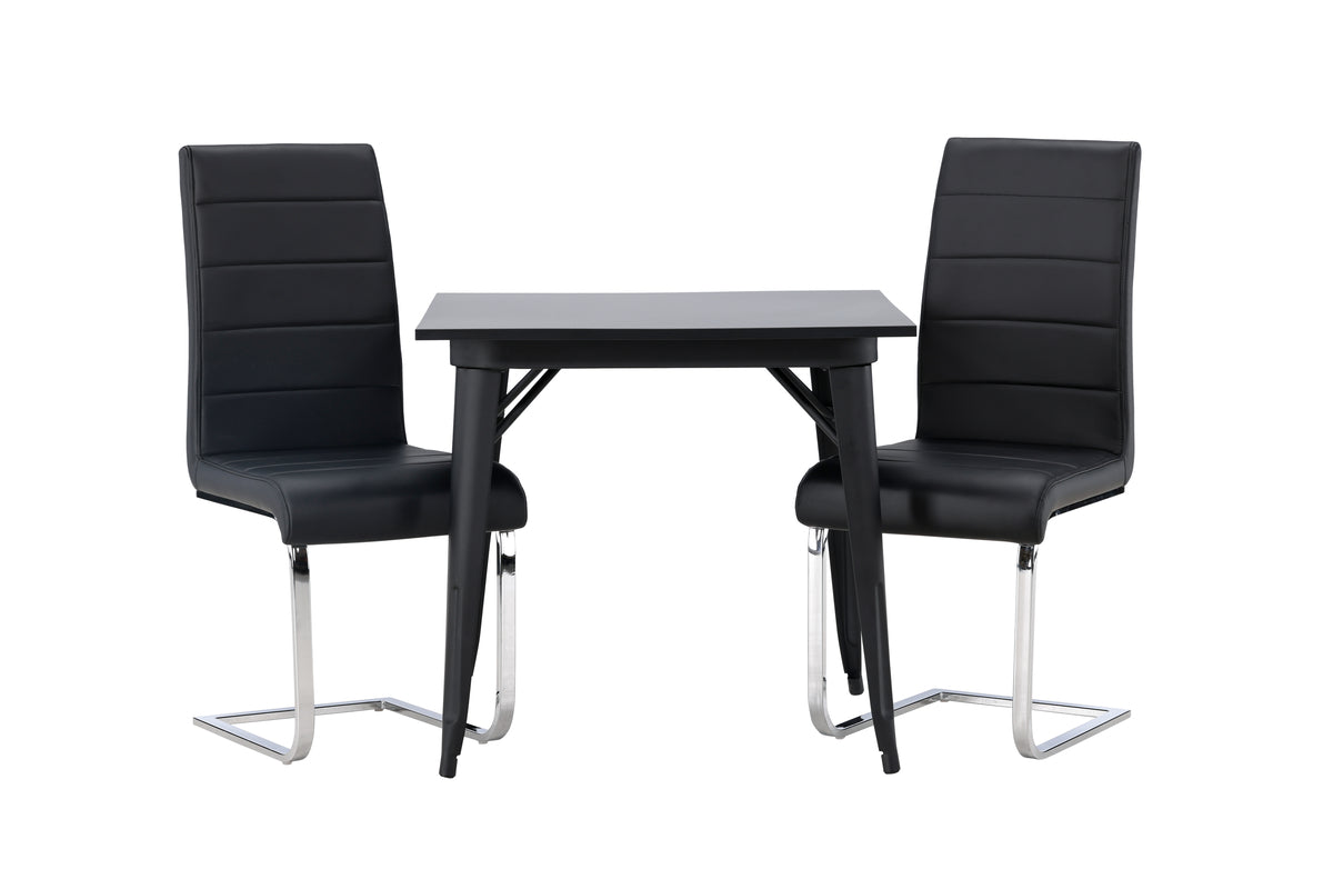Venture Design Tempe & Tempo Rektangulära Matbord 80 x 80 Svart + Matstolar 2-pack Svart