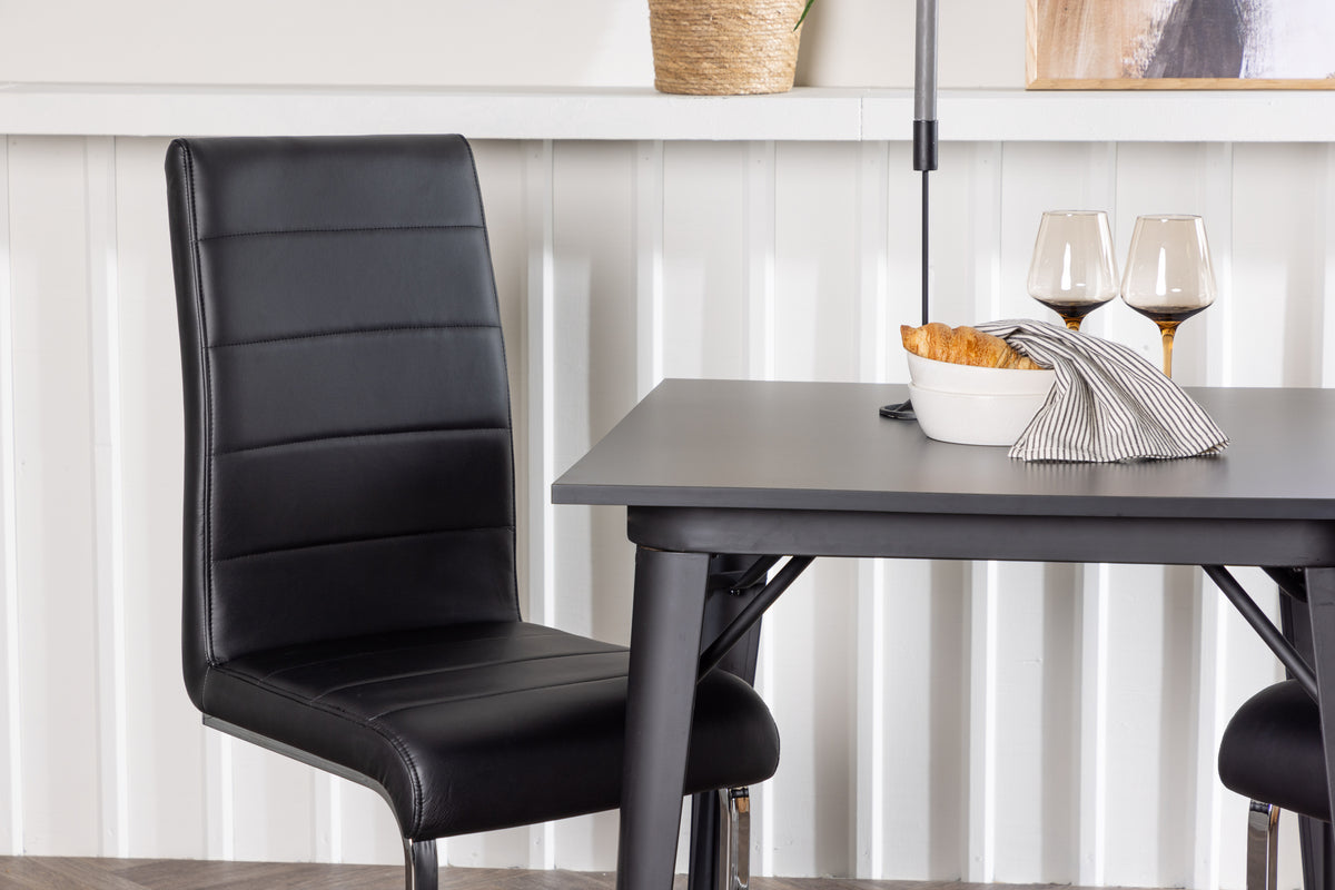 Venture Design Tempe & Tempo Rektangulära Matbord 80 x 80 Svart + Matstolar 2-pack Svart