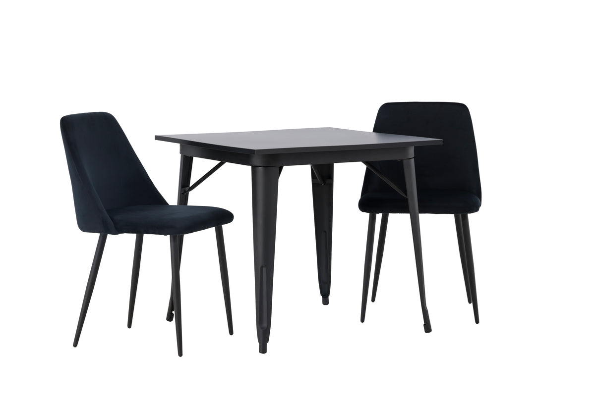 Venture Design Tempe & Night Rektangulära Matbord 80 x 80 Svart + Matstolar 2-pack Svart