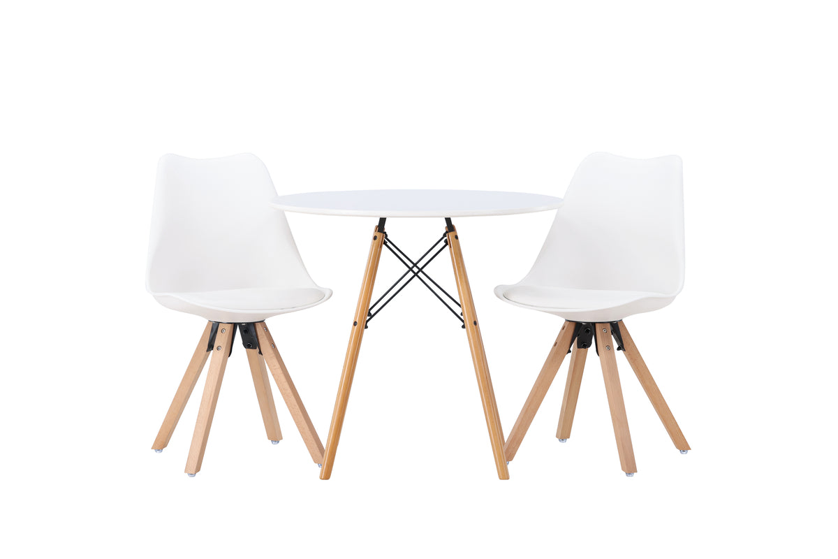 Venture Design Danburi & Zeno Runda Matbord ⌀60 Vit + Matstolar 2-pack Vit