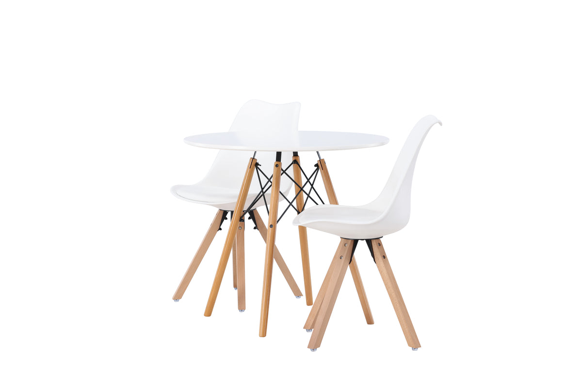 Venture Design Danburi & Zeno Runda Matbord ⌀60 Vit + Matstolar 2-pack Vit