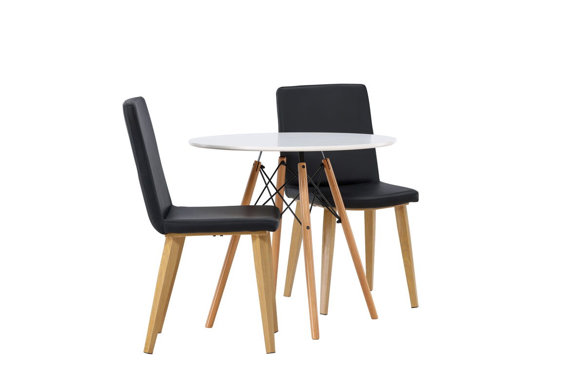 Venture Design Danburi & Today Runda Matbord ⌀60 Vit + Matstolar 2-pack Svart