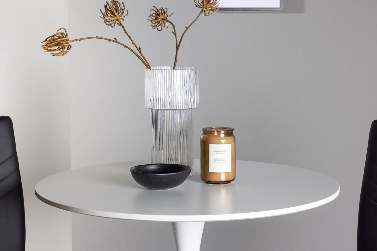Venture Design Hamden & Lily Runda Matbord ⌀80 Vit + Matstolar 2-pack Svart