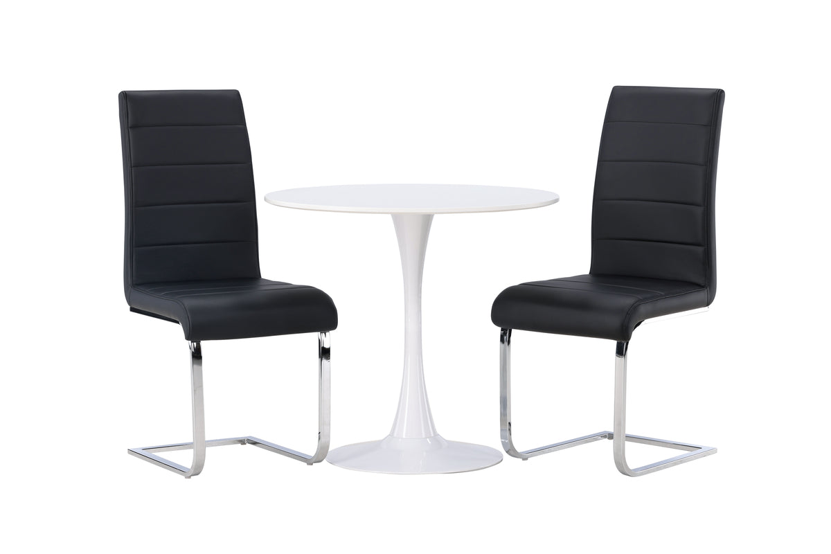 Venture Design Hamden & Tempo Runda Matbord ⌀80 Vit + Matstolar 2-pack Svart