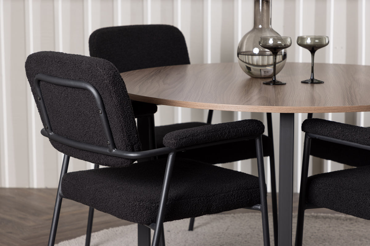 Venture Design Durango & Yesterday Runda Matbord ⌀120 Valnöt + Matstolar 2-pack Svart