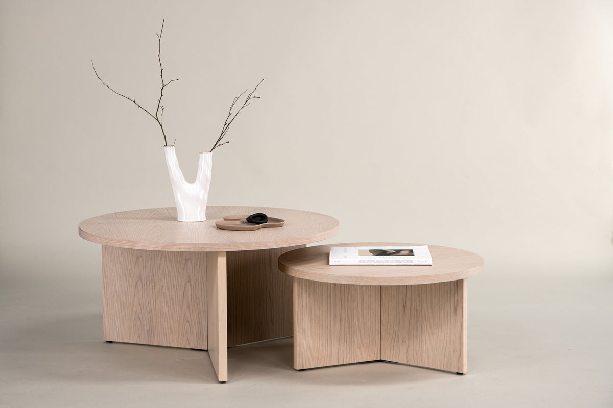 Venture Design Saltö Soffbord ⌀85 Vitputsad + Soffbord ⌀65 Vitputsad