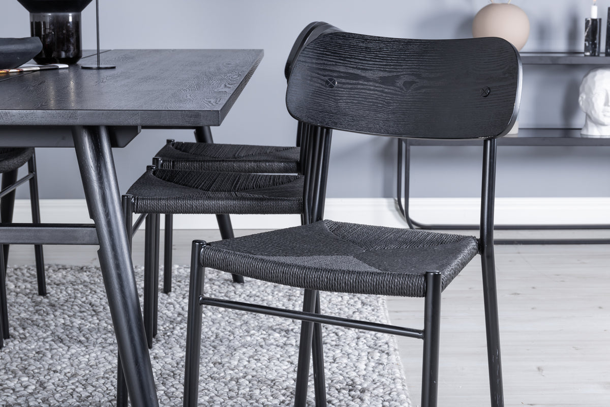 Venture Design Sleek & Polly Rektangulära Matbord 195 x 95 Svart + Matstolar 2-pack Svart