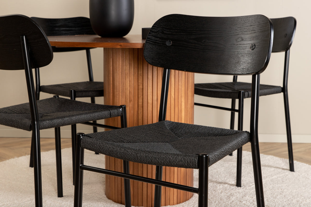 Venture Design Bianca & Polly Runda Matbord ⌀110 Valnöt + Matstolar 2-pack Svart