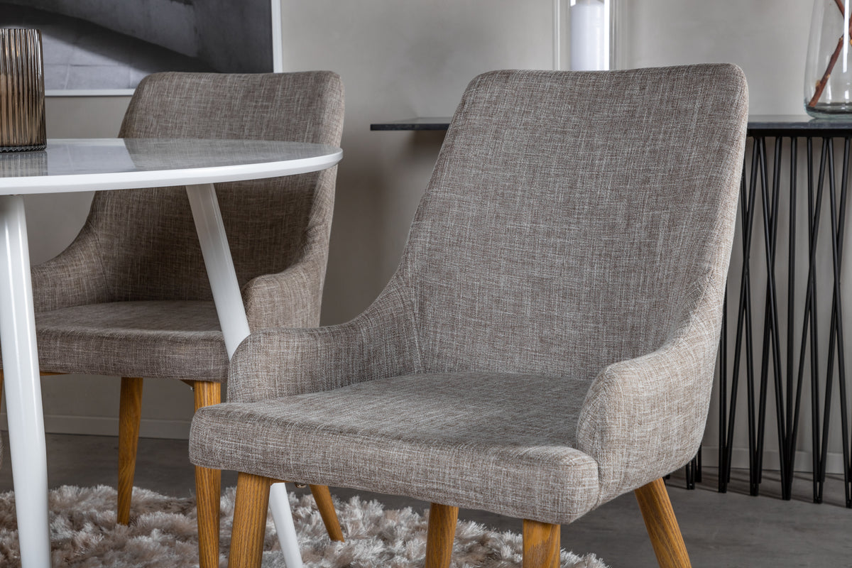 Venture Design Plaza Runda Matbord ⌀100 Vit + Matstolar 2-pack Grå
